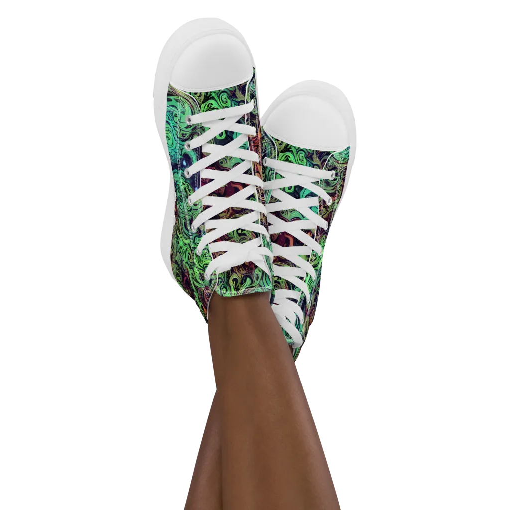 Emerald Maelstrom on Women's High Top Canvas Shoes — Front
