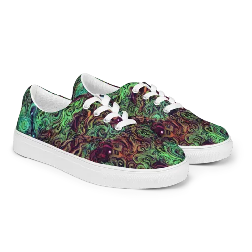 Emerald Maelstrom on a Men's Lace-Up Canvas Shoes
