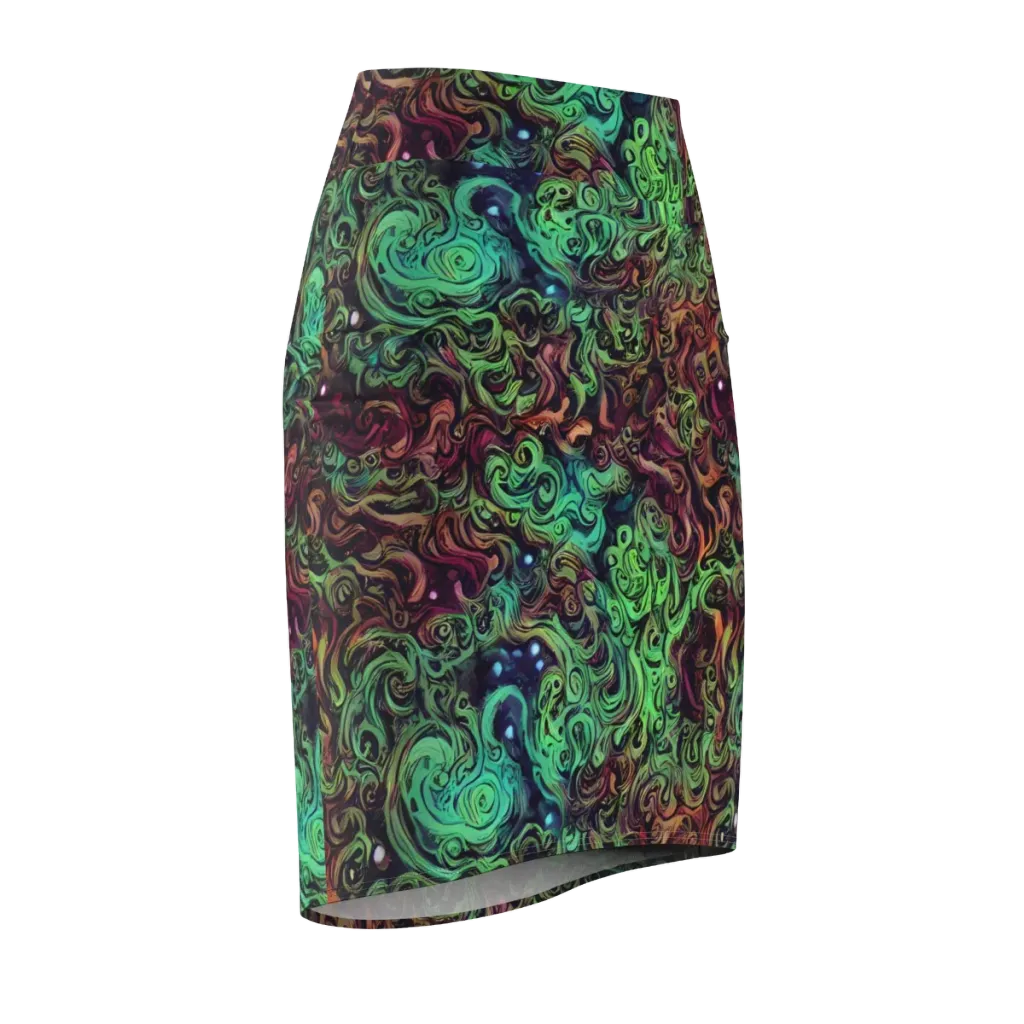 Emerald Maelstrom on Pencil Skirt — Front Side