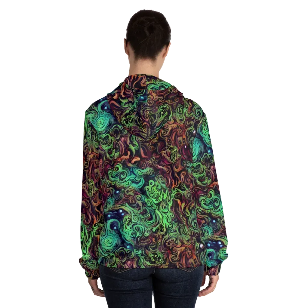 Emerald Maelstrom on Women's Full-Zip Hoodie — Back On Person