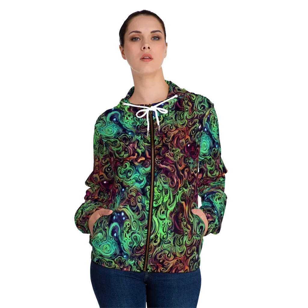 Emerald Maelstrom on Women's Full-Zip Hoodie — Front On Person