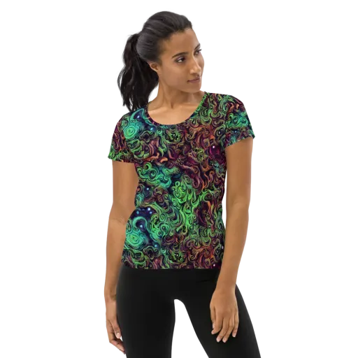 Emerald Maelstrom on a Women's Athletic T-Shirt