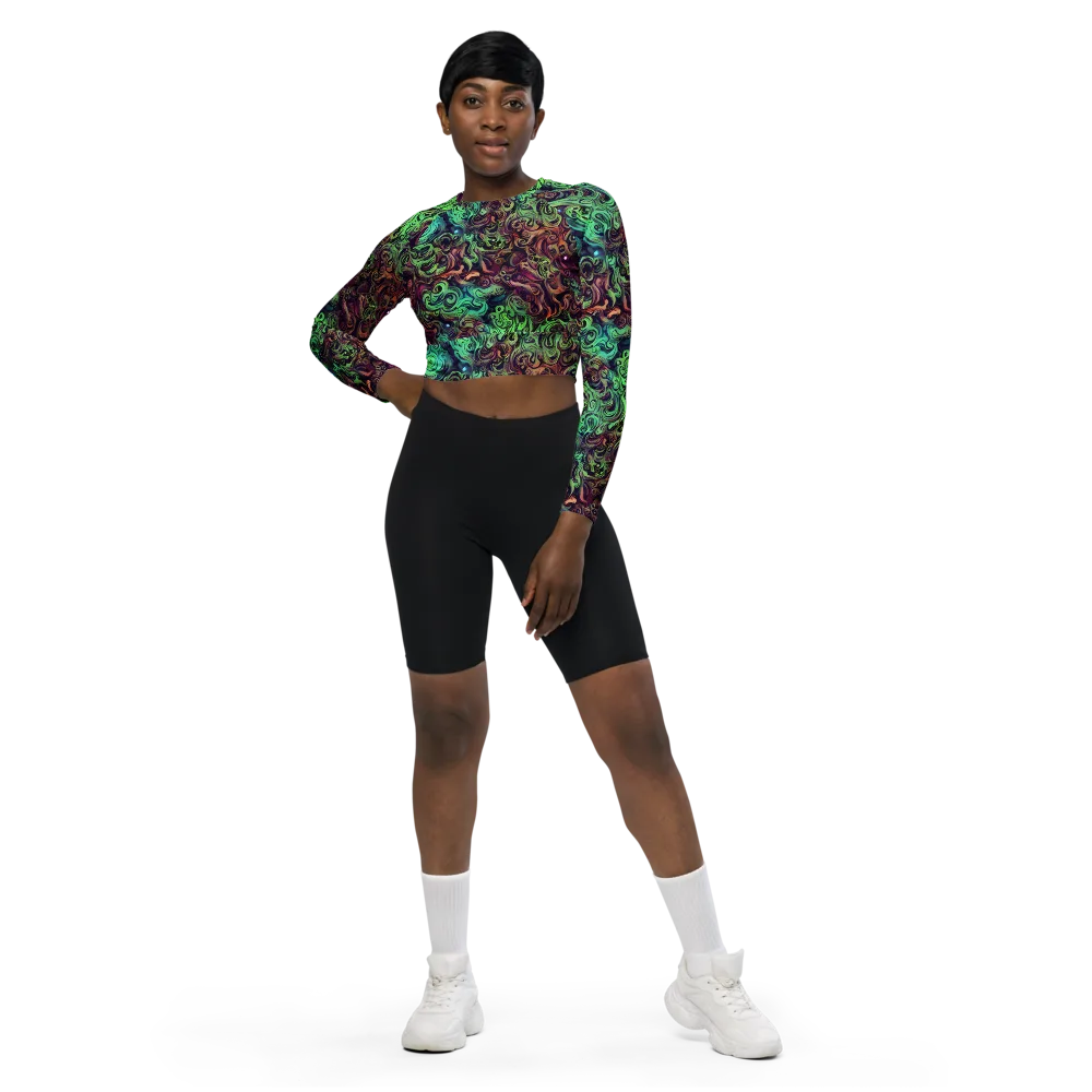 Emerald Maelstrom on Long Sleeve Crop Top — Front