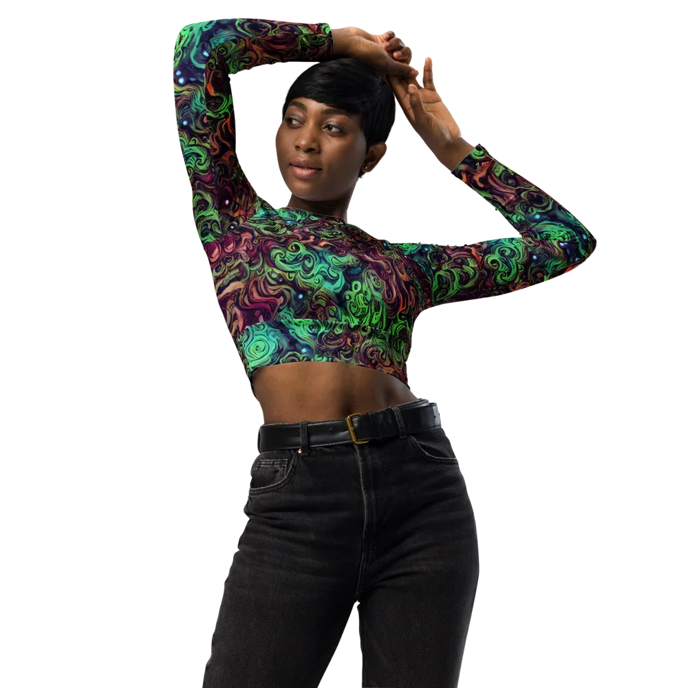 Emerald Maelstrom on Long Sleeve Crop Top — Front