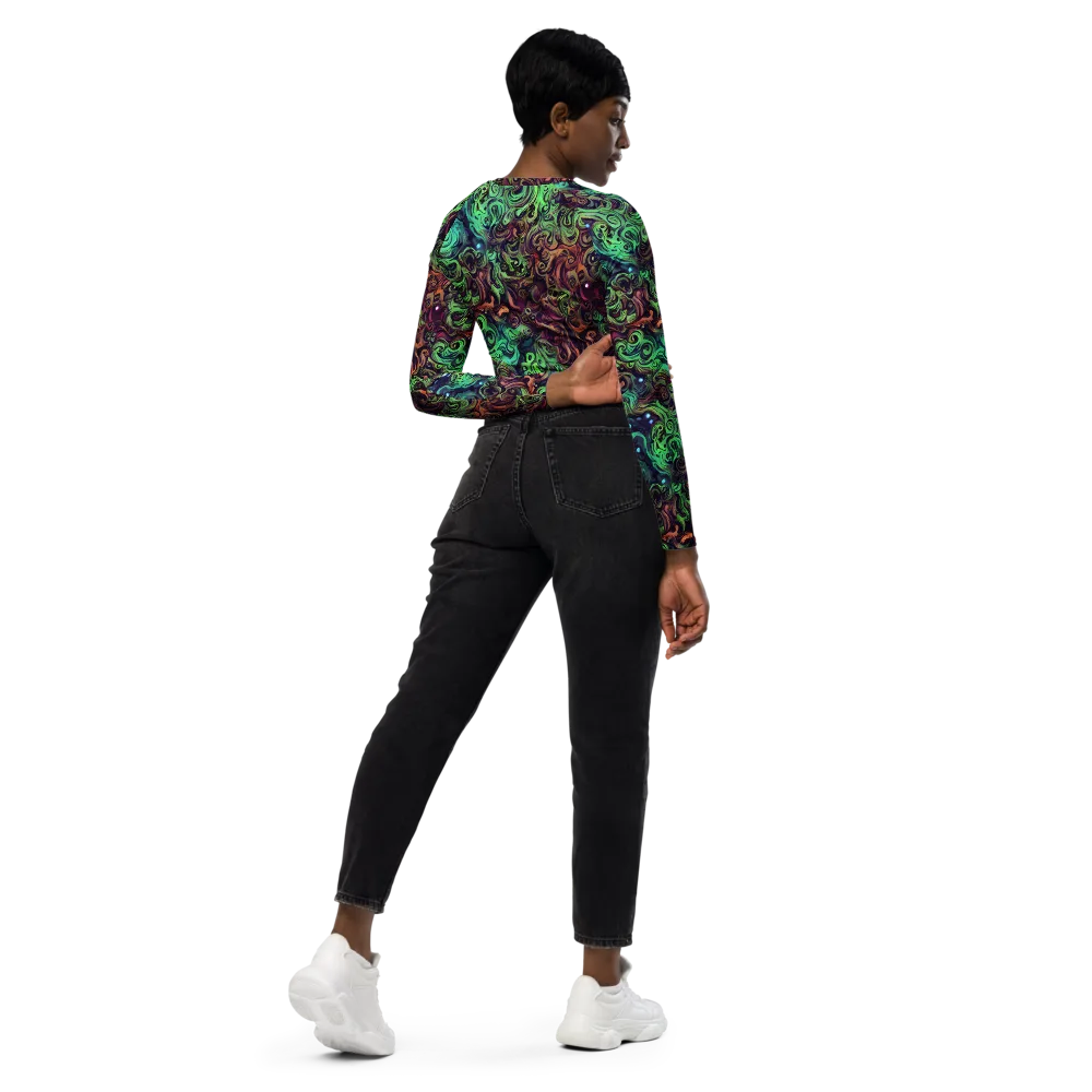 Emerald Maelstrom on Long Sleeve Crop Top — Right Back