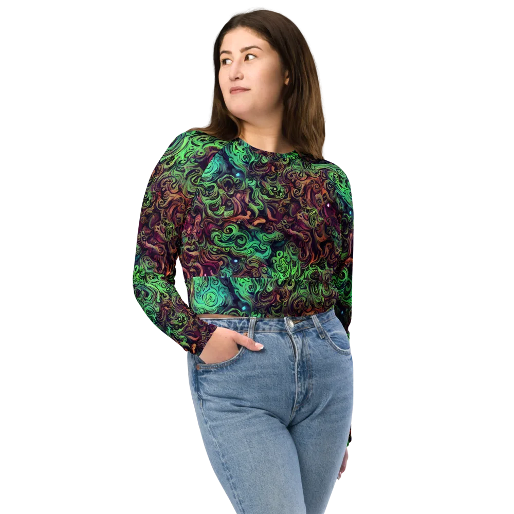 Emerald Maelstrom on Long Sleeve Crop Top — Front