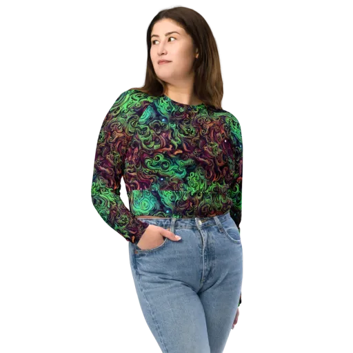 Emerald Maelstrom on a Long Sleeve Crop Top