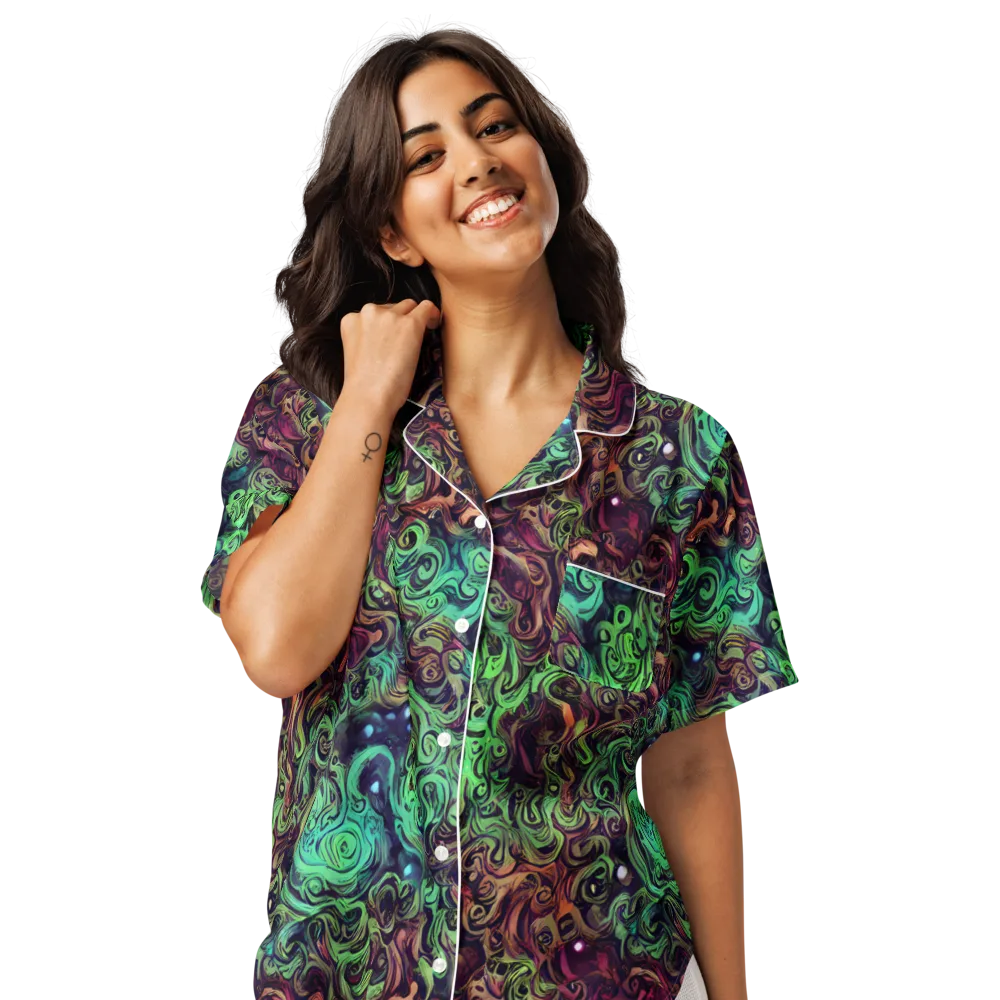 Emerald Maelstrom on Women's Short Sleeve Pajama Top — Front