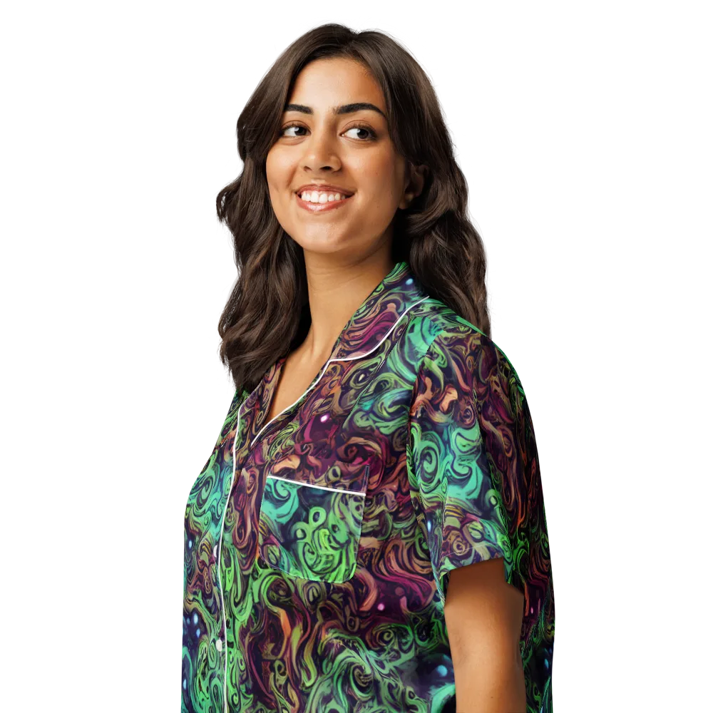 Emerald Maelstrom on Women's Short Sleeve Pajama Top — Left Front