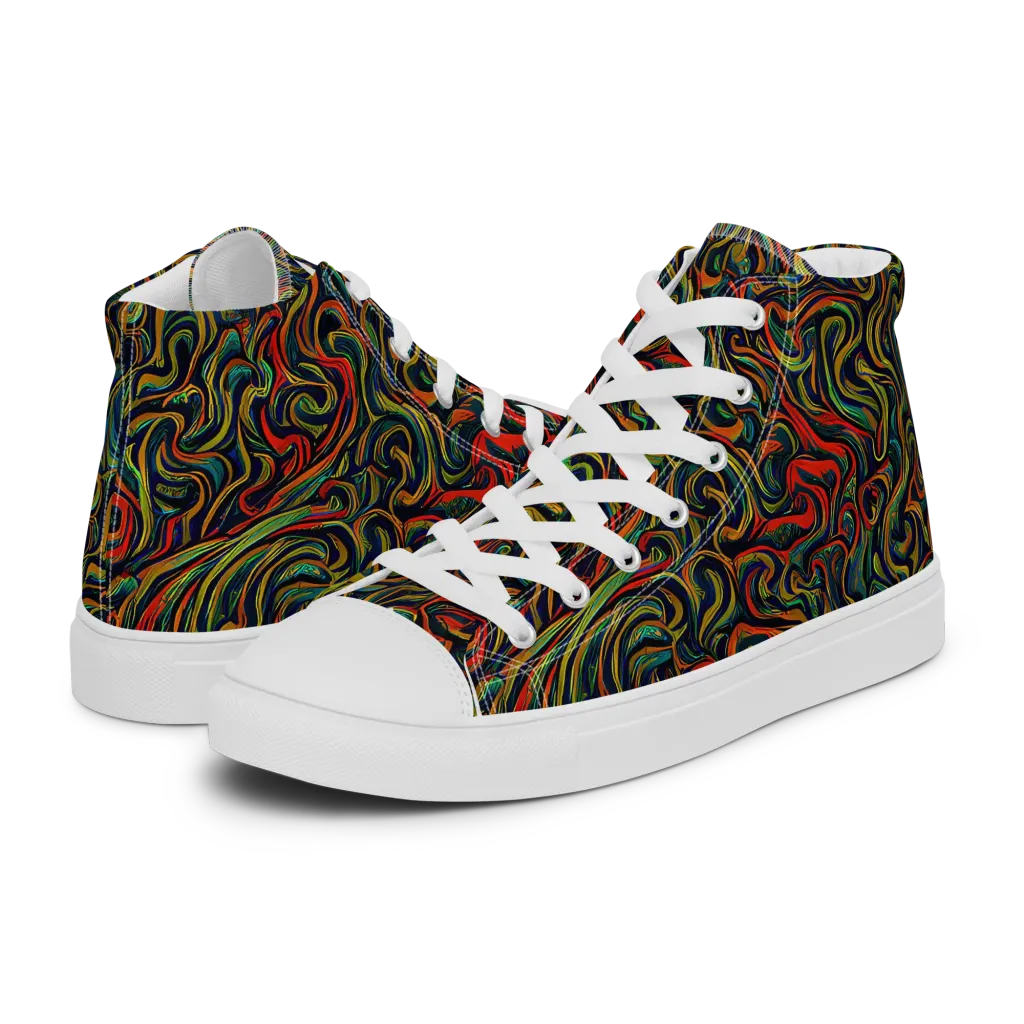 The Color Surge on Men's High Top Canvas Shoes — Left
