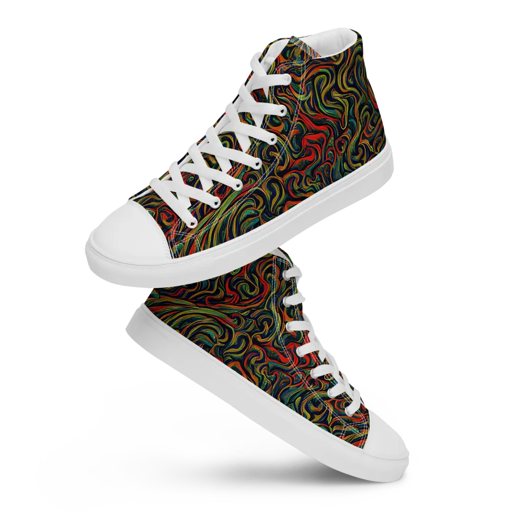 The Color Surge on Men's High Top Canvas Shoes — Front
