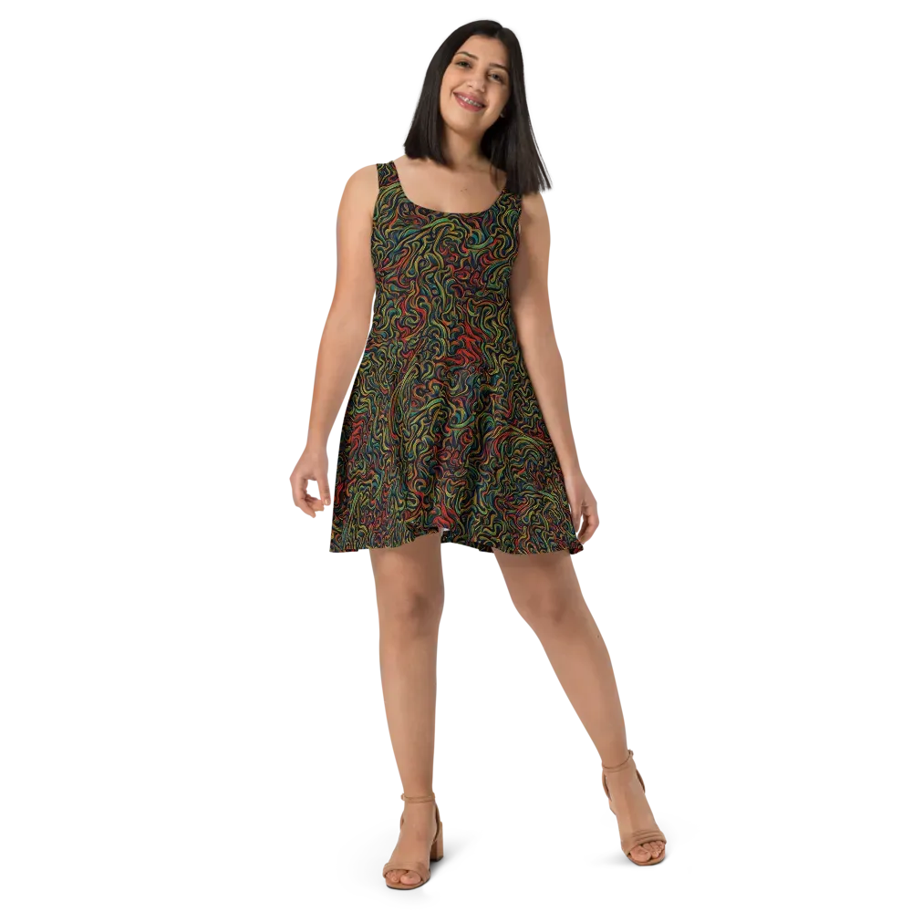 The Color Surge on Skater Dress — Front