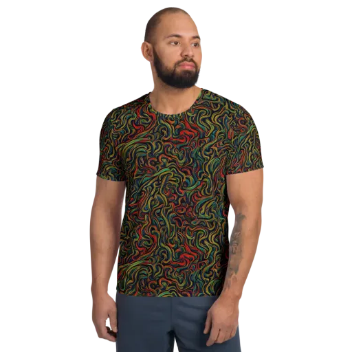 The Color Surge on a Men's Athletic T-Shirt