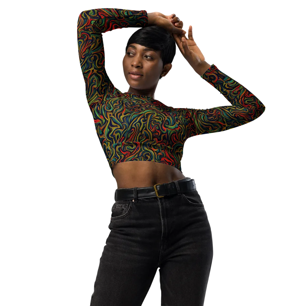 The Color Surge on Long Sleeve Crop Top — Front