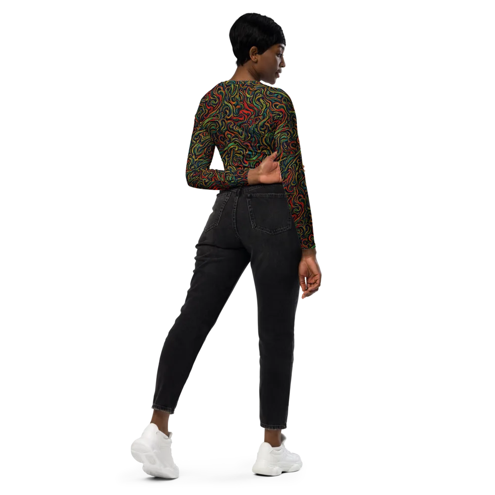 The Color Surge on Long Sleeve Crop Top — Right Back