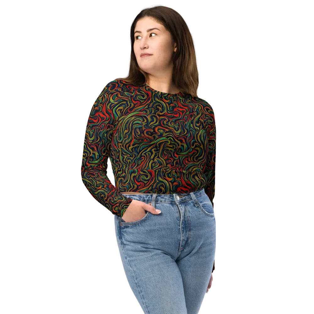 The Color Surge on Long Sleeve Crop Top — Front