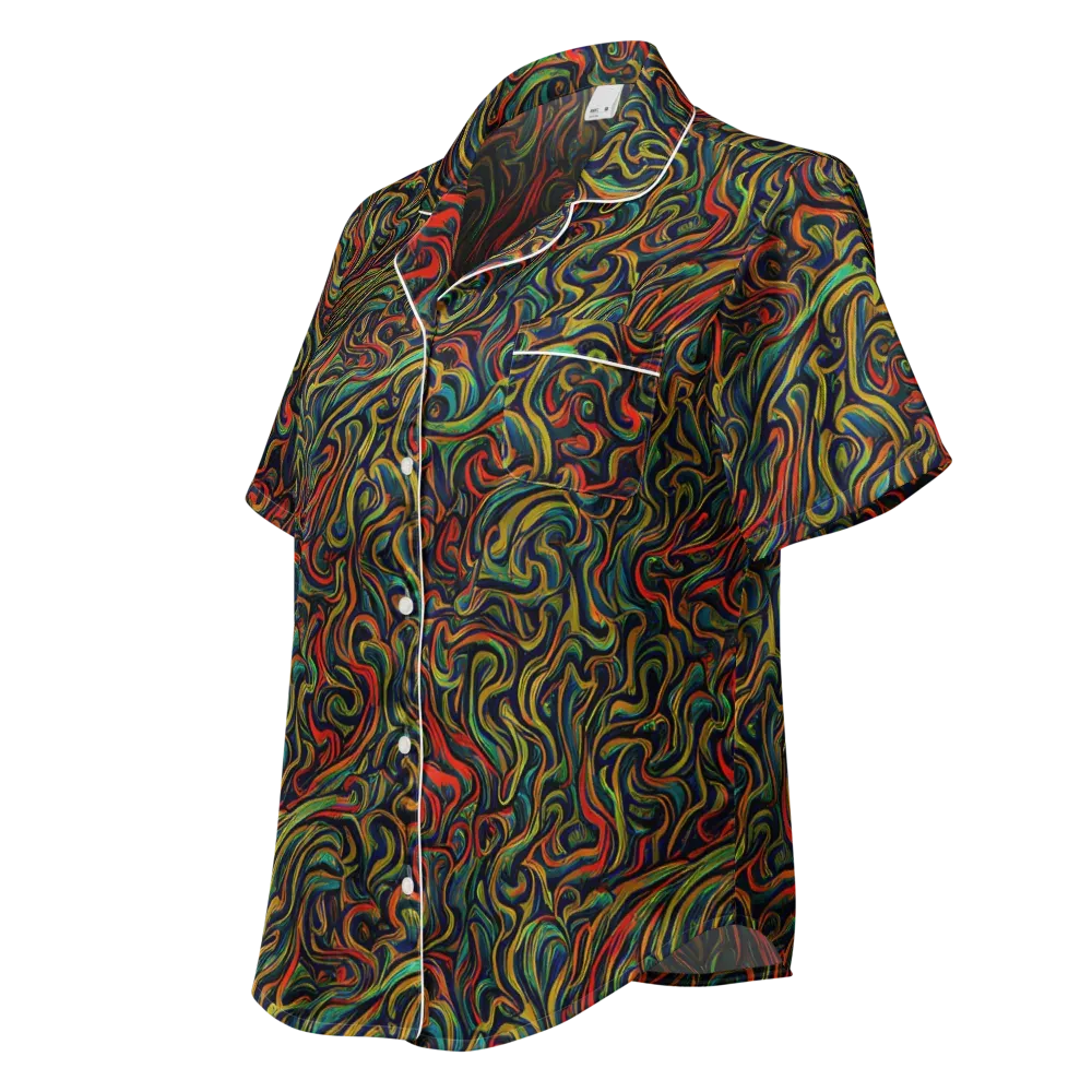 The Color Surge on Women's Short Sleeve Pajama Top — Left Front