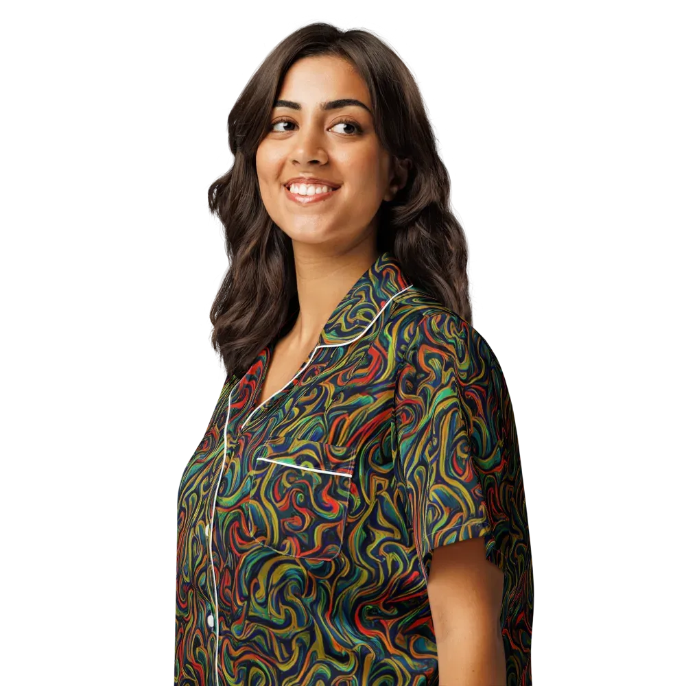 The Color Surge on Women's Short Sleeve Pajama Top — Left Front
