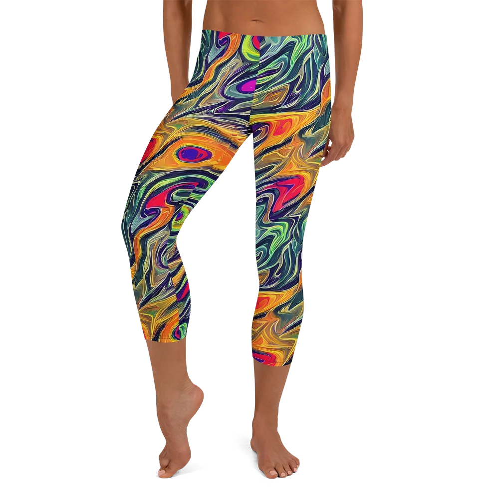 Chromatic Feather on Capri Leggings — Front