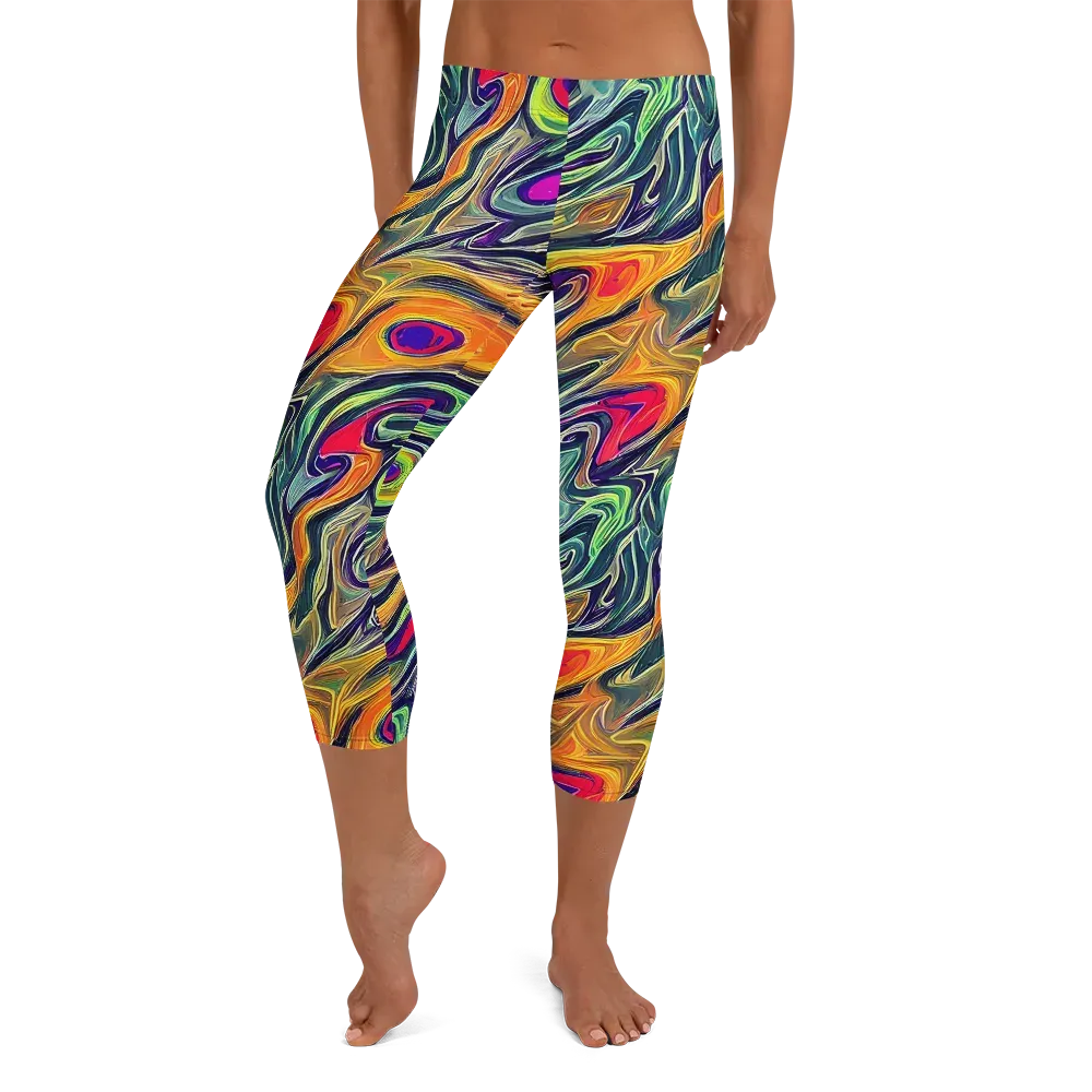 Chromatic Feather on Capri Leggings — Front