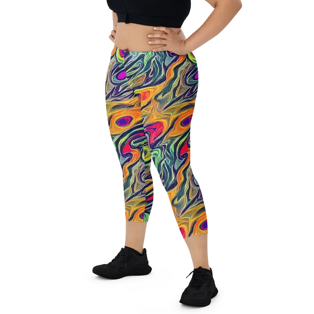 Chromatic Feather on Capri Leggings — Front