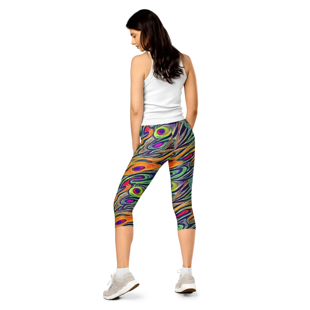 Chromatic Feather on Capri Leggings — Back