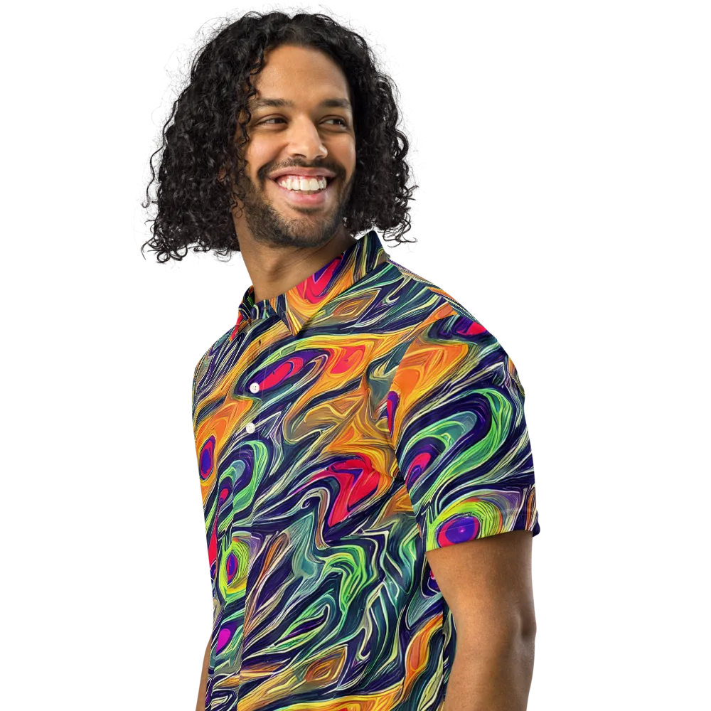 Chromatic Feather on Men's Slim Fit Polo Shirt — Left Front