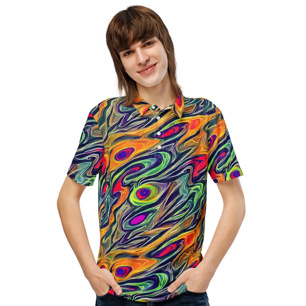 Chromatic Feather on Men's Slim Fit Polo Shirt — Front
