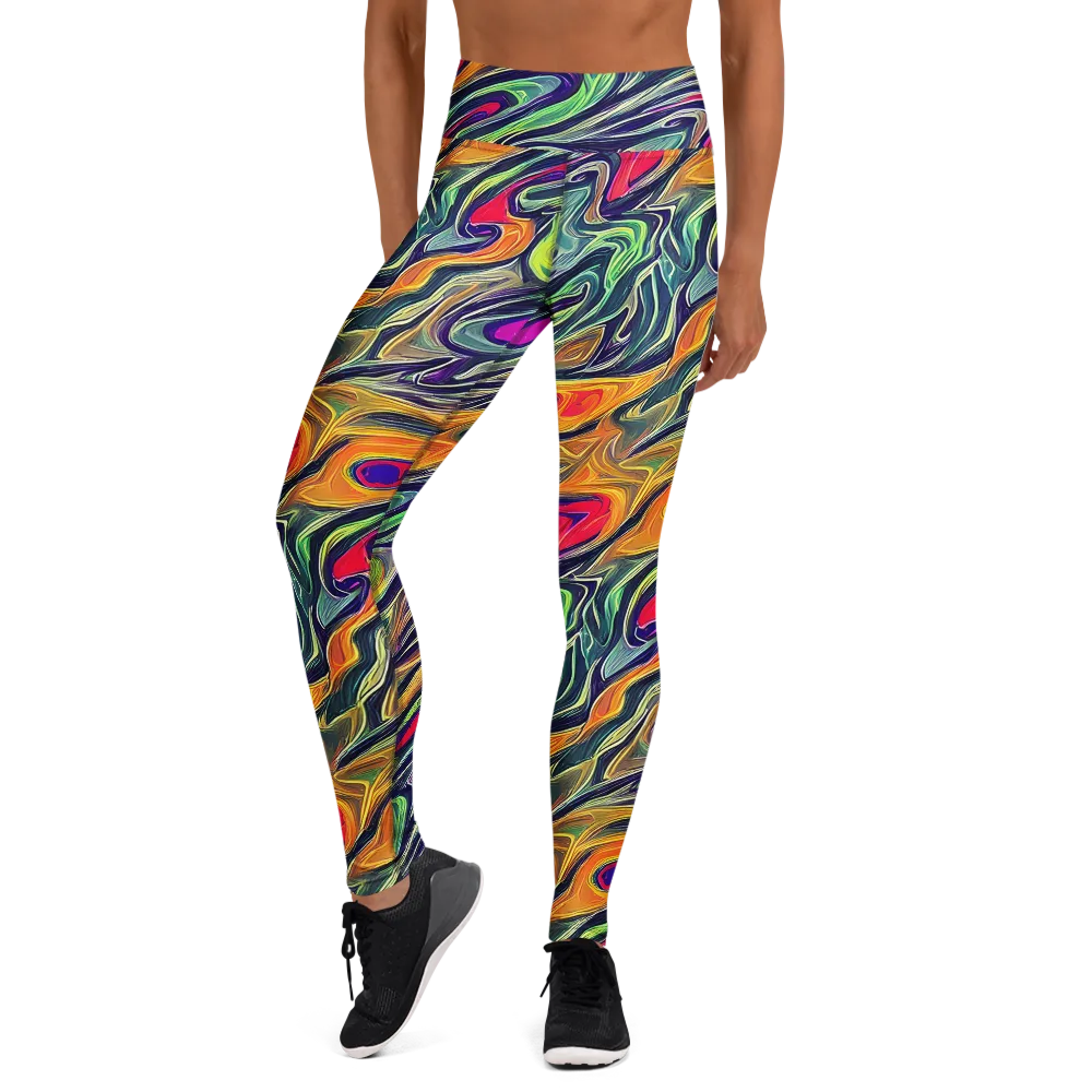 Chromatic Feather on Yoga Leggings — Front