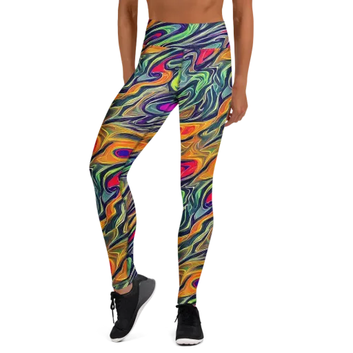 Chromatic Feather on a Yoga Leggings