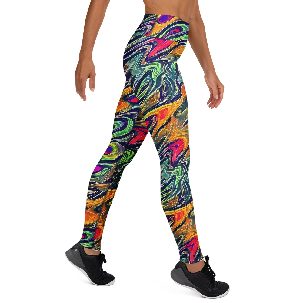Chromatic Feather on Yoga Leggings — Right
