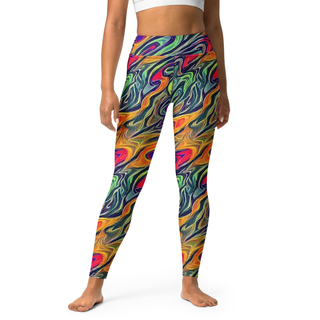 Chromatic Feather on Yoga Leggings — Front