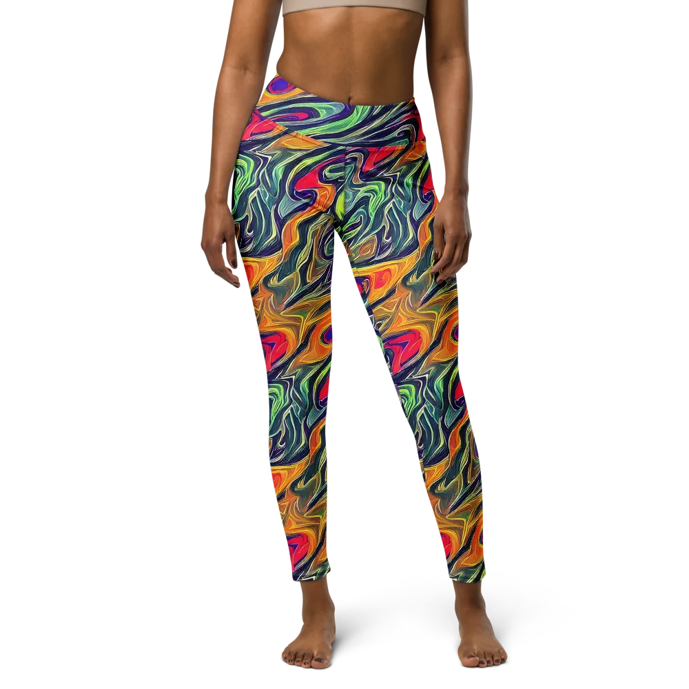 Chromatic Feather on Yoga Leggings — Front