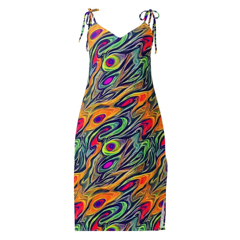 Chromatic Feather on Slip Dress — Front