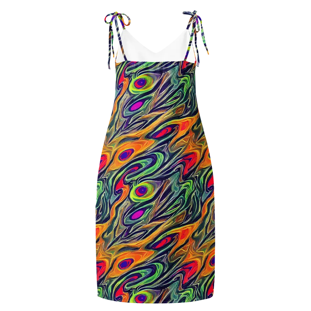 Chromatic Feather on Slip Dress — Back