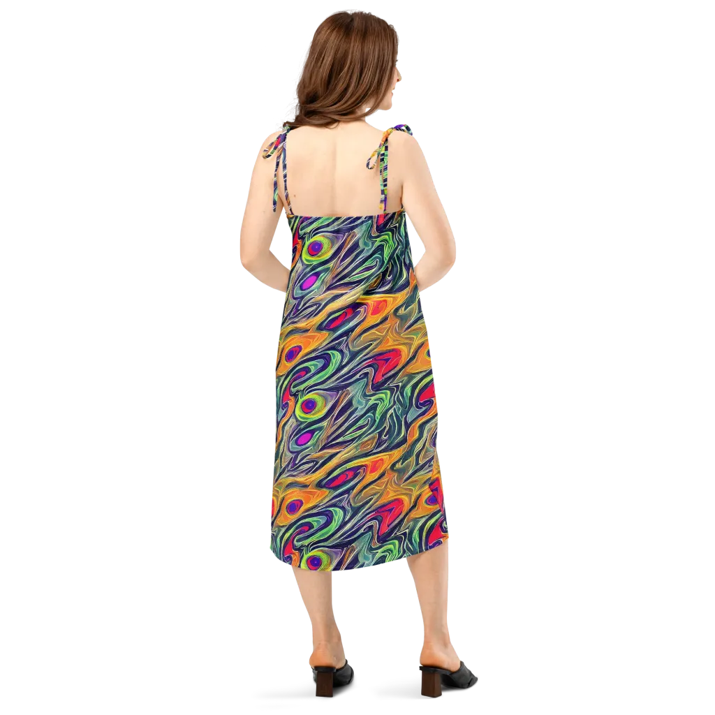 Chromatic Feather on Slip Dress — Back