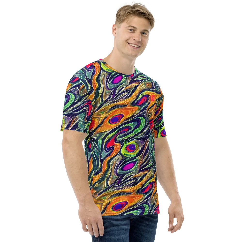 Chromatic Feather on Men's Crew Neck T-Shirt — Right