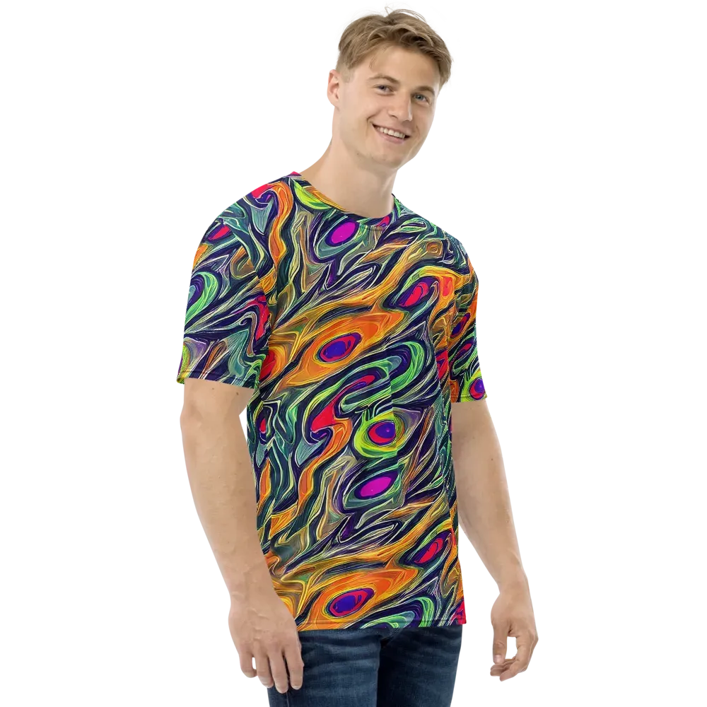 Chromatic Feather on Men's Crew Neck T-Shirt — Right