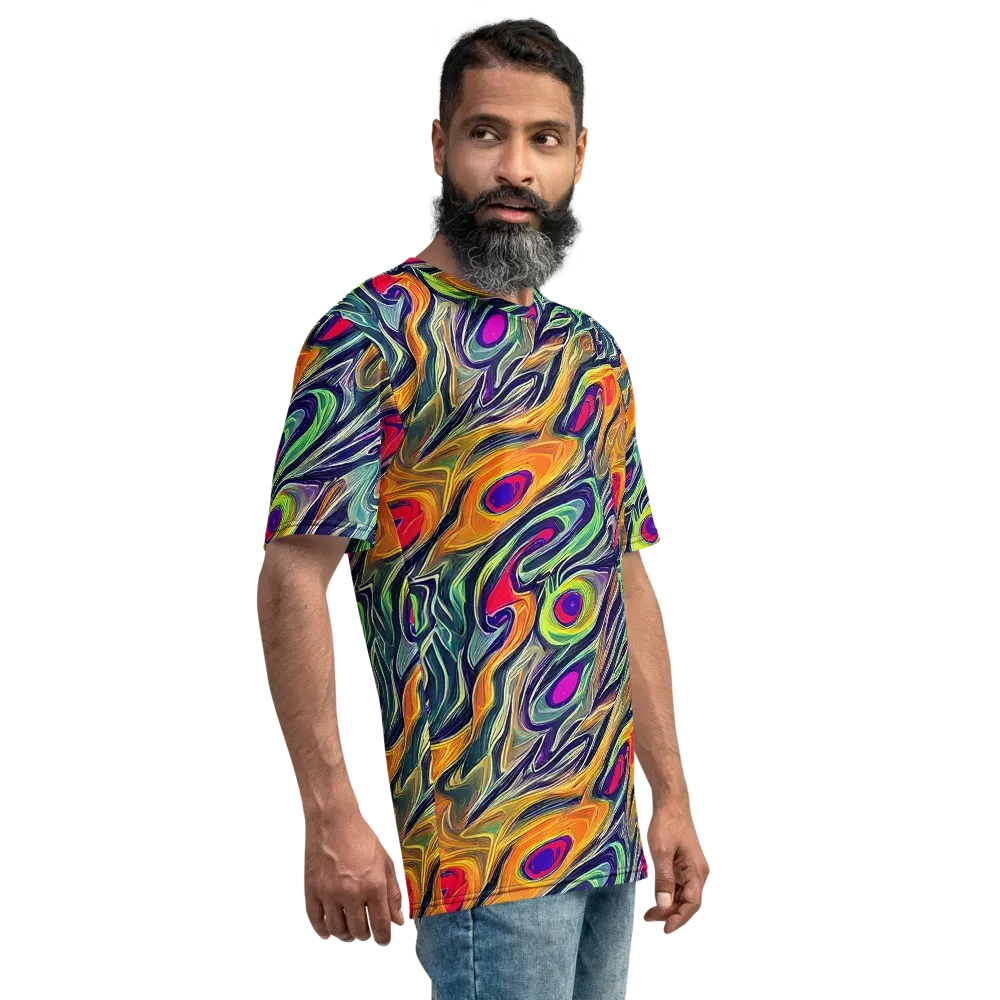 Chromatic Feather on Men's Crew Neck T-Shirt — Right