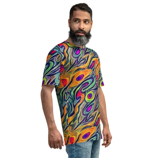 Chromatic Feather on a Men's Crew Neck T-Shirt