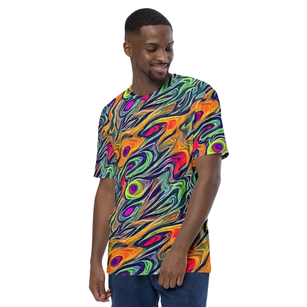 Chromatic Feather on Men's Crew Neck T-Shirt — Left