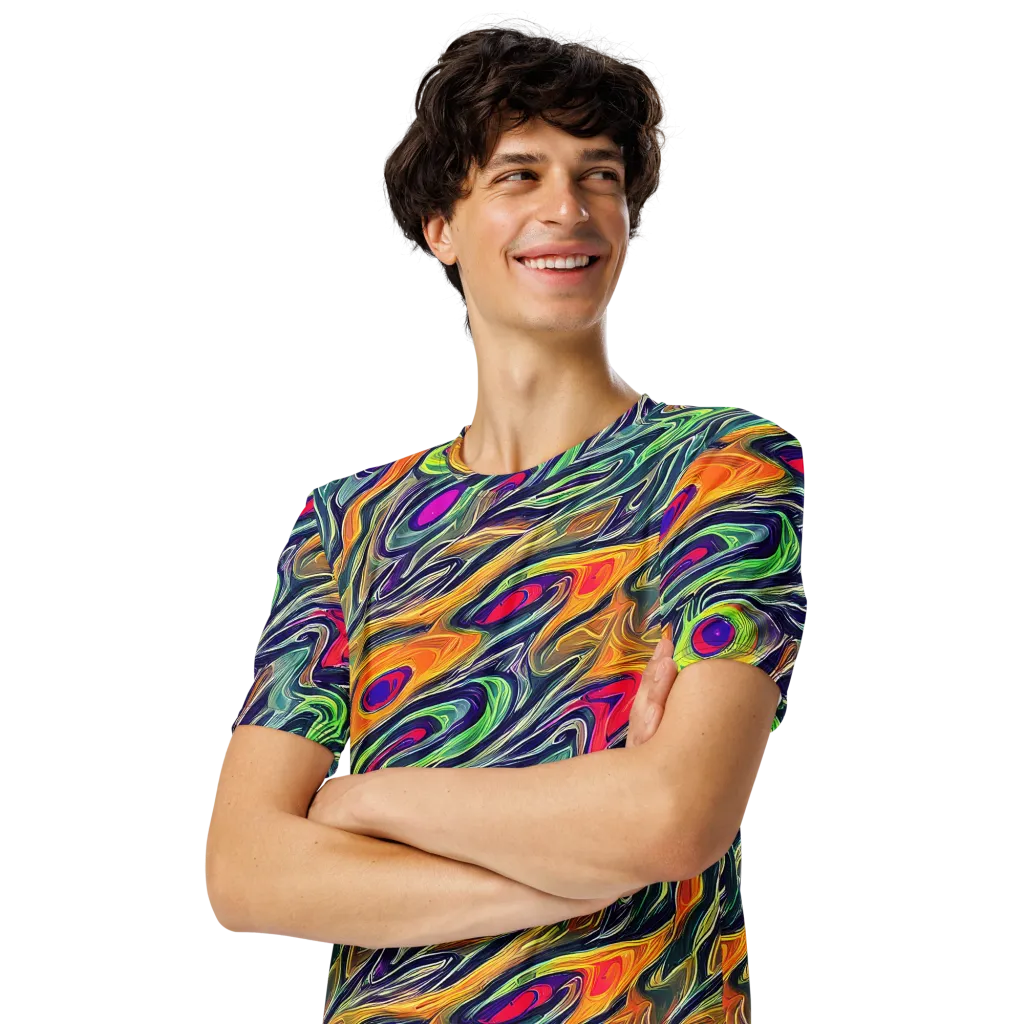 Chromatic Feather on Men's Crew Neck T-Shirt — Left Front