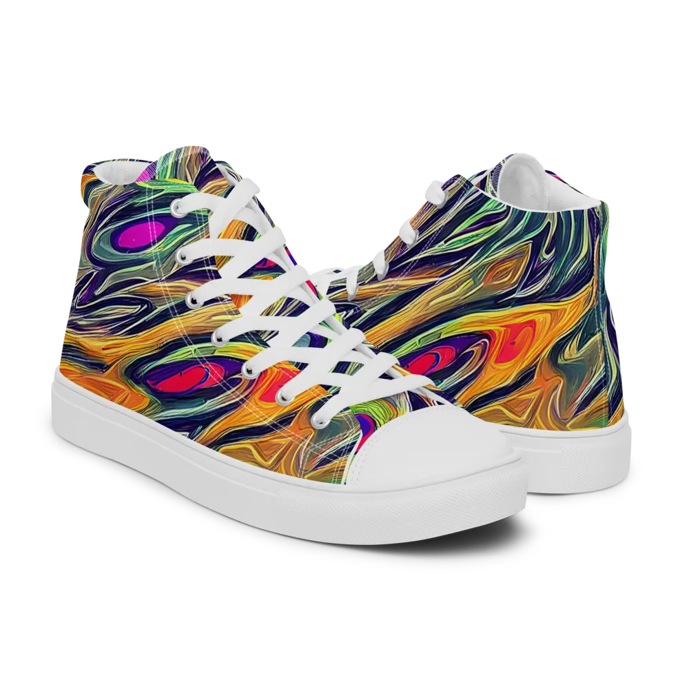 Chromatic Feather on Men's High Top Canvas Shoes — Right