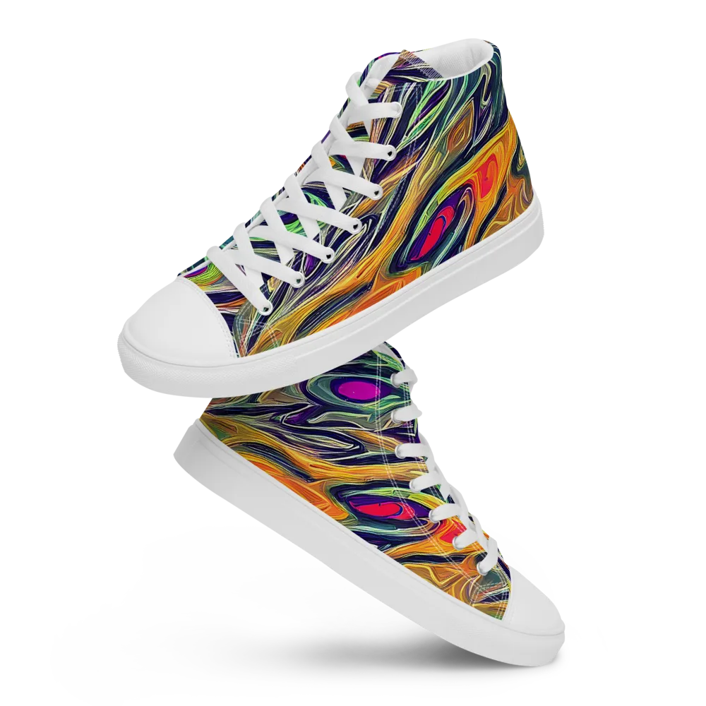 Chromatic Feather on Men's High Top Canvas Shoes — Front