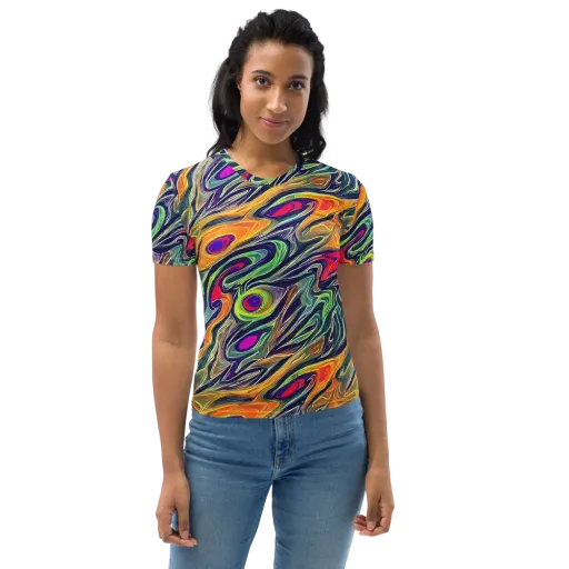 Chromatic Feather on a Women's Crew Neck T-Shirt