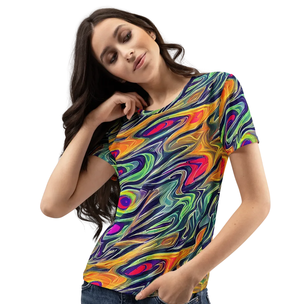 Chromatic Feather on Women's Crew Neck T-Shirt — Left Front