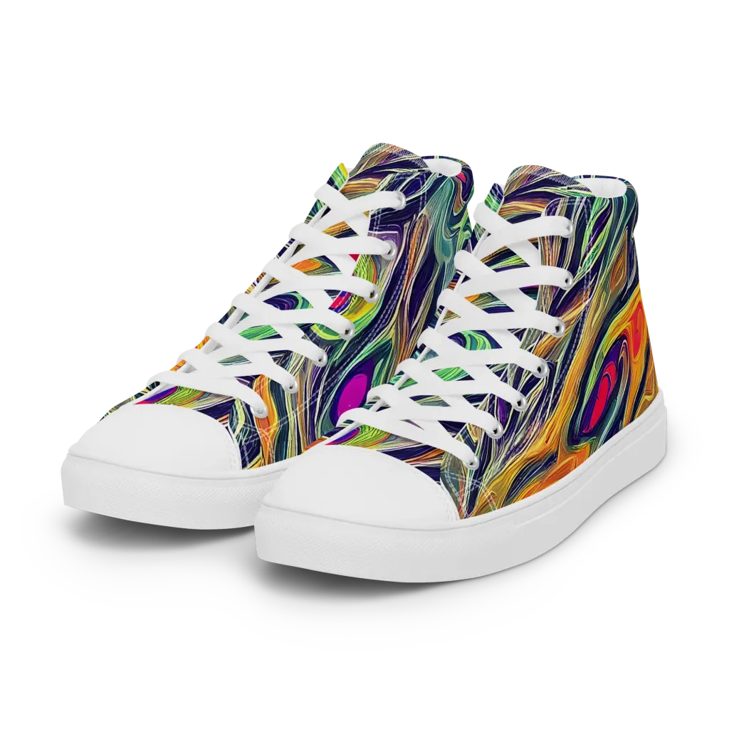 Chromatic Feather on Women's High Top Canvas Shoes — Left Front
