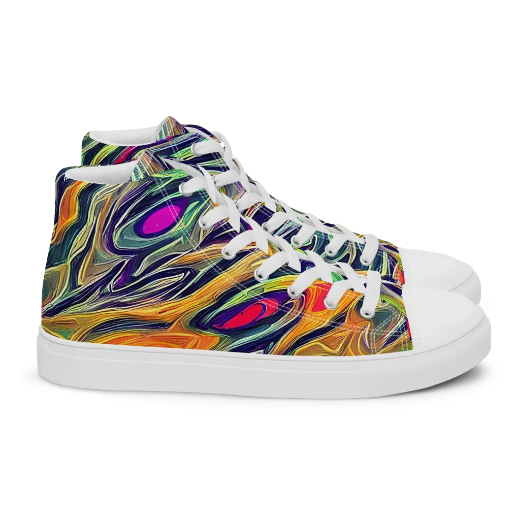 Chromatic Feather on Women's High Top Canvas Shoes — Right