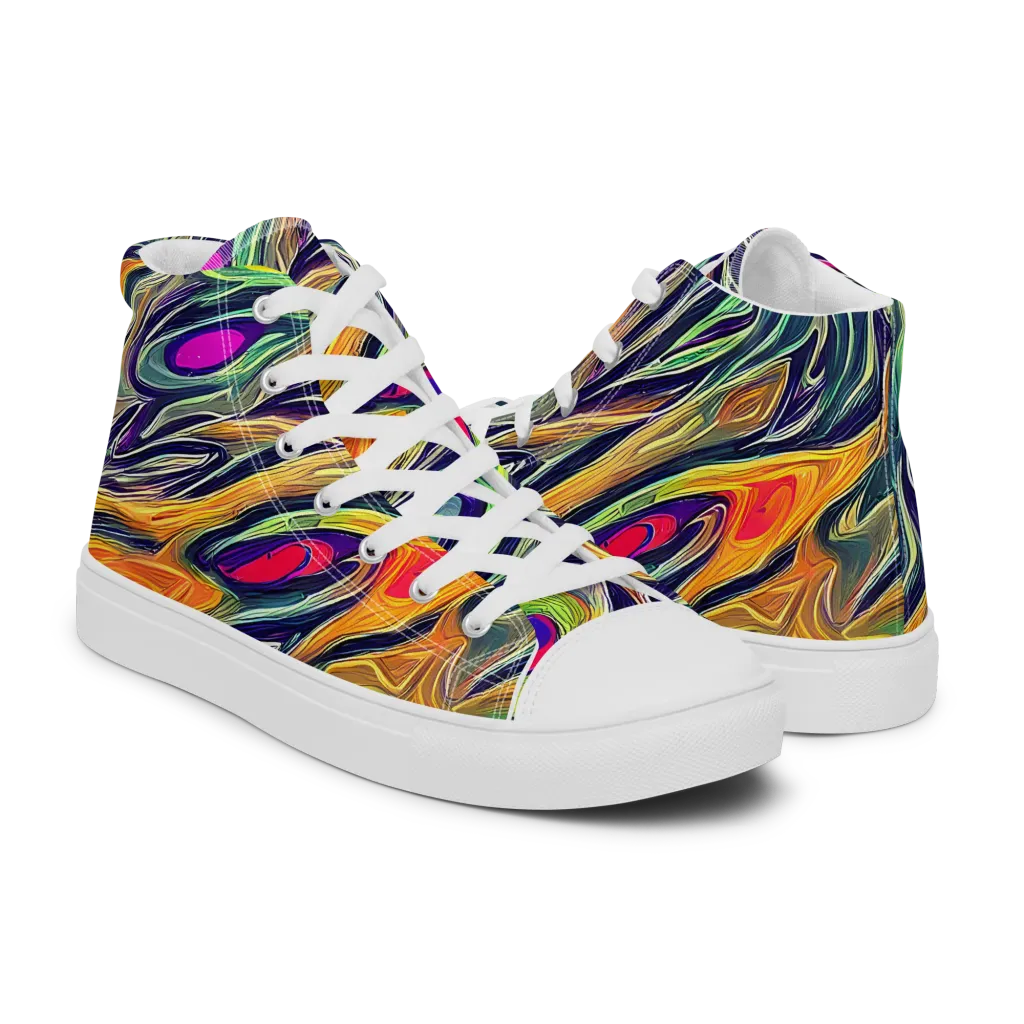 Chromatic Feather on Women's High Top Canvas Shoes — Right