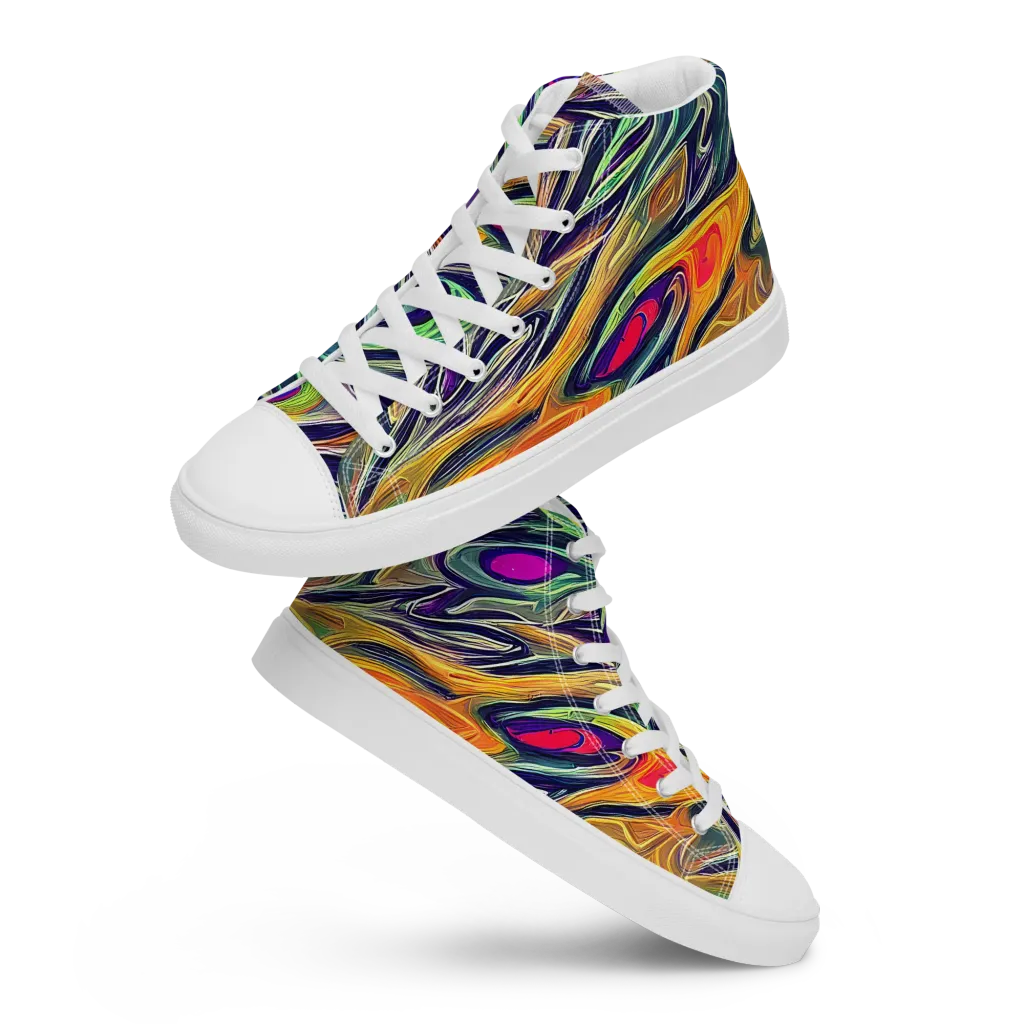 Chromatic Feather on Women's High Top Canvas Shoes — Front